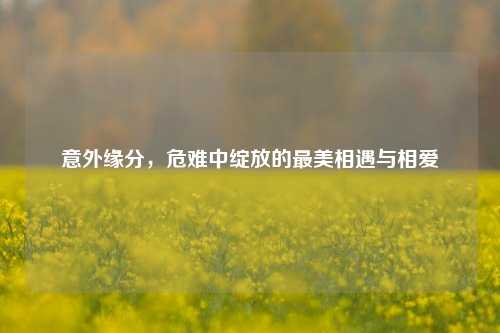 意外缘分，危难中绽放的最美相遇与相爱