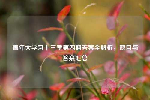 青年大学习十三季第四期答案全解析，题目与答案汇总