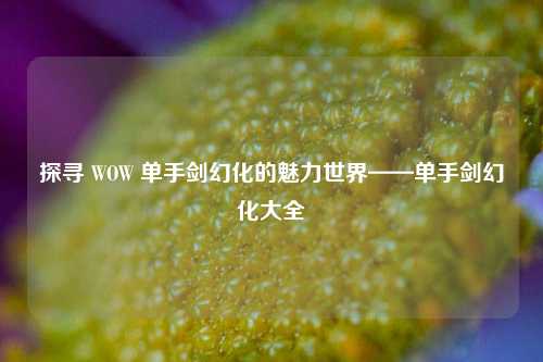 探寻 WOW 单手剑幻化的魅力世界——单手剑幻化大全