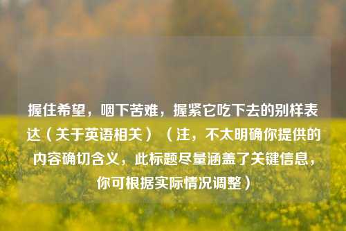 握住希望，咽下苦难，握紧它吃下去的别样表达（关于英语相关） （注，不太明确你提供的内容确切含义，此标题尽量涵盖了关键信息，你可根据实际情况调整）