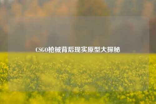 CSGO枪械背后现实原型大探秘