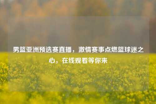 男篮亚洲预选赛直播，激情赛事点燃篮球迷之心，在线观看等你来