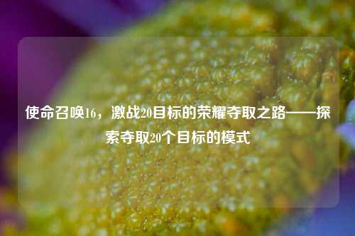 使命召唤16，激战20目标的荣耀夺取之路——探索夺取20个目标的模式