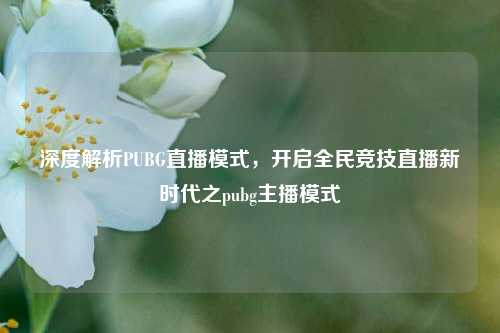 深度解析PUBG直播模式，开启全民竞技直播新时代之pubg主播模式