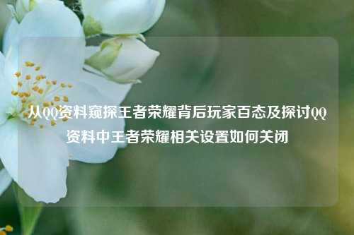 从QQ资料窥探王者荣耀背后玩家百态及探讨QQ资料中王者荣耀相关设置如何关闭