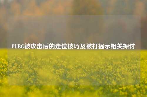 PUBG被攻击后的走位技巧及被打提示相关探讨