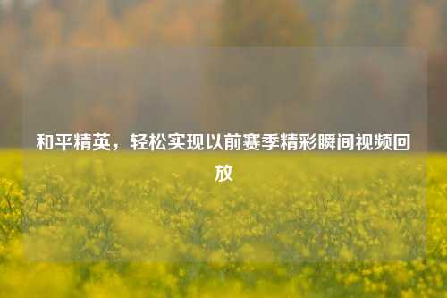 和平精英，轻松实现以前赛季精彩瞬间视频回放