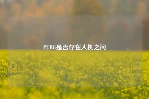 PUBG是否存在人机之问