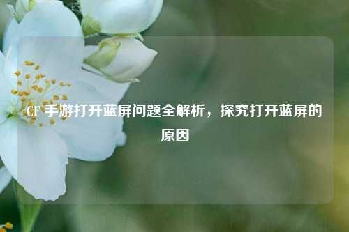 CF 手游打开蓝屏问题全解析，探究打开蓝屏的原因