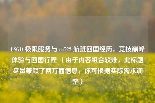 CSGO 极限服务与 ca722 航班回国经历，竞技巅峰体验与回国行程 （由于内容组合较难，此标题尽量兼顾了两方面信息，你可根据实际需求调整）