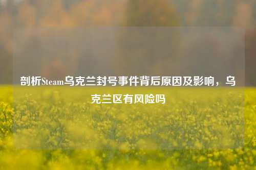 剖析Steam乌克兰封号事件背后原因及影响，乌克兰区有风险吗