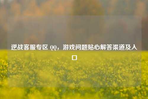逆战客服专区 QQ，游戏问题贴心解答渠道及入口