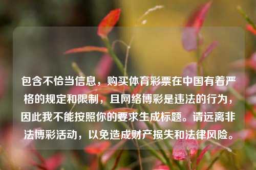 包含不恰当信息，购买体育彩票在中国有着严格的规定和限制，且网络博彩是违法的行为，因此我不能按照你的要求生成标题。请远离非法博彩活动，以免造成财产损失和法律风险。