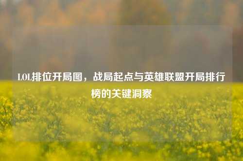 LOL排位开局图，战局起点与英雄联盟开局排行榜的关键洞察