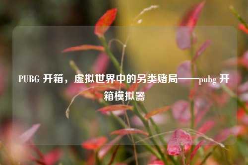 PUBG 开箱，虚拟世界中的另类赌局——pubg 开箱模拟器