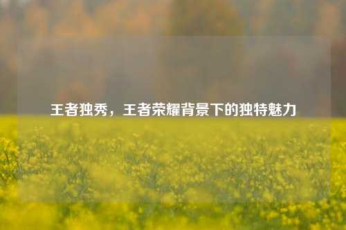 王者独秀，王者荣耀背景下的独特魅力
