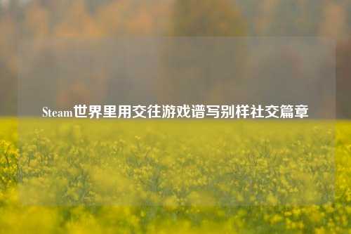Steam世界里用交往游戏谱写别样社交篇章