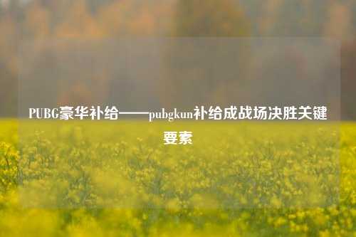 PUBG豪华补给——pubgkun补给成战场决胜关键要素