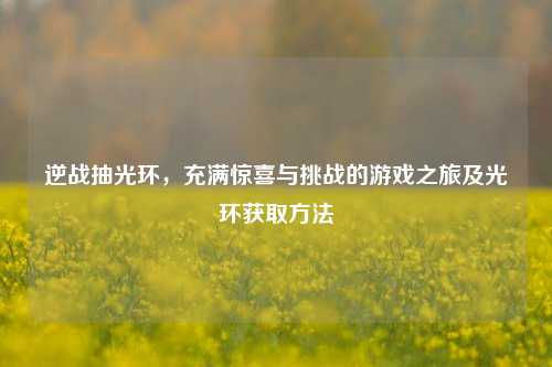 逆战抽光环，充满惊喜与挑战的游戏之旅及光环获取方法