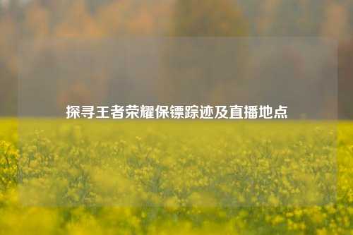 探寻王者荣耀保镖踪迹及直播地点
