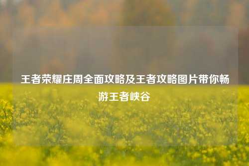 王者荣耀庄周全面攻略及王者攻略图片带你畅游王者峡谷