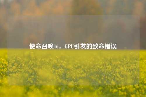 使命召唤16，GPU引发的致命错误