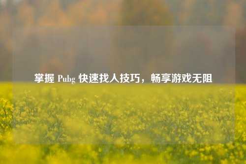 掌握 Pubg 快速找人技巧，畅享游戏无阻