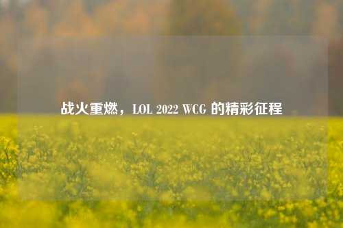 战火重燃，LOL 2022 WCG 的精彩征程