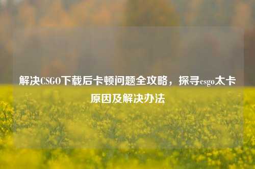 解决CSGO下载后卡顿问题全攻略，探寻csgo太卡原因及解决办法