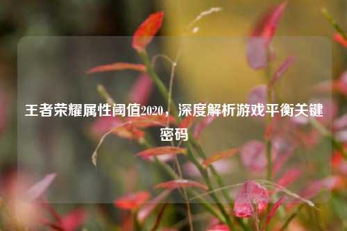 王者荣耀属性阈值2020，深度解析游戏平衡关键密码
