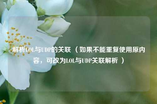 解析LOL与UDP的关联 （如果不能重复使用原内容，可改为LOL与UDP关联解析 ）