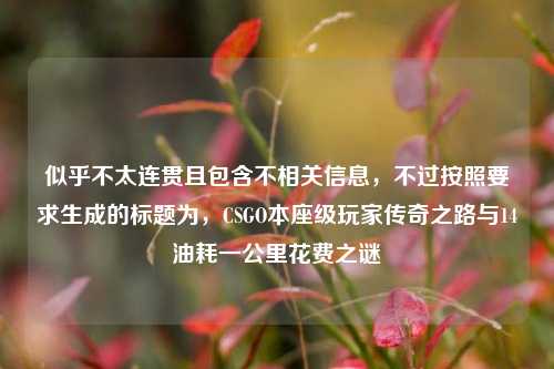 似乎不太连贯且包含不相关信息，不过按照要求生成的标题为，CSGO本座级玩家传奇之路与14油耗一公里花费之谜