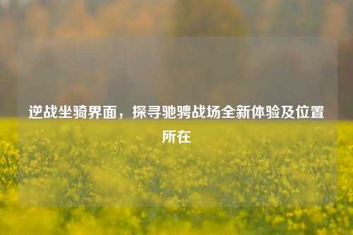 逆战坐骑界面，探寻驰骋战场全新体验及位置所在