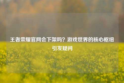 王者荣耀官网会下架吗?游戏世界的核心枢纽引发疑问
