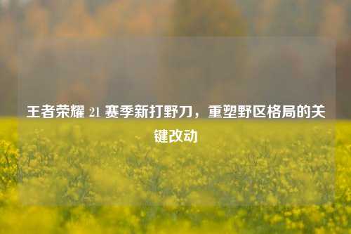 王者荣耀 21 赛季新打野刀,重塑野区格局的关键改动