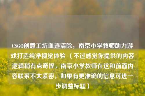 CSGO创意工坊血迹清除,南京小学教师助力游戏打造纯净视觉体验 (不过感觉你提供的内容逻辑稍有点奇怪,南京小学教师在这和前面内容联系不太紧密,如果有更准确的信息可进一步调整标题)