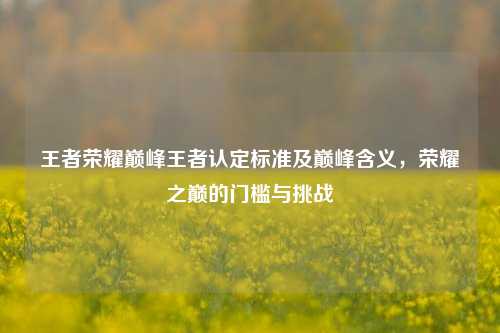 王者荣耀巅峰王者认定标准及巅峰含义,荣耀之巅的门槛与挑战