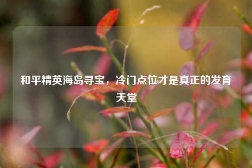 和平精英海岛寻宝,冷门点位才是真正的发育天堂