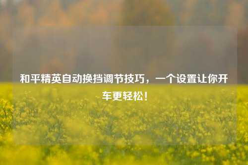 和平精英自动换挡调节技巧,一个设置让你开车更轻松!