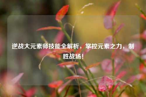 逆战大元素师技能全解析，掌控元素之力，制胜战场！