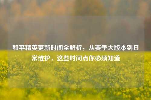 和平精英更新时间全解析,从赛季大版本到日常维护,这些时间点你必须知道