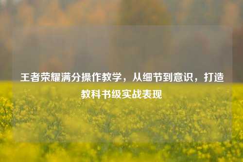 王者荣耀满分操作教学，从细节到意识，打造教科书级实战表现