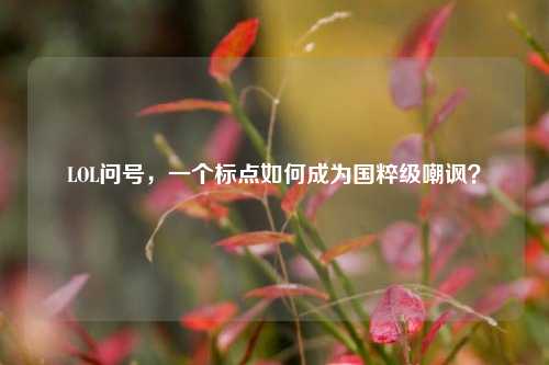 LOL问号,一个标点如何成为国粹级嘲讽?