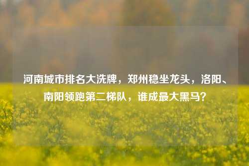 河南城市排名大洗牌，郑州稳坐龙头，洛阳、南阳领跑第二梯队，谁成最大黑马？