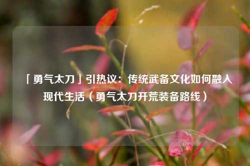 「勇气太刀」引热议：传统武备文化如何融入现代生活（勇气太刀开荒装备路线）