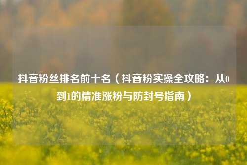抖音粉丝排名前十名（抖音粉实操全攻略：从0到1的精准涨粉与防封号指南）