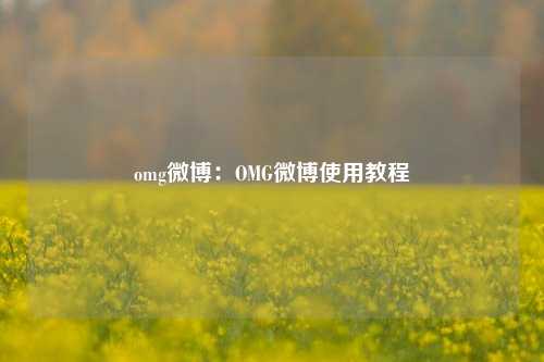 omg微博：OMG微博使用教程