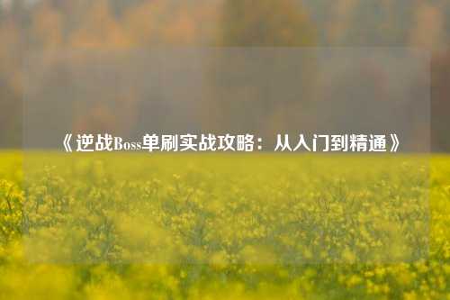 《逆战Boss单刷实战攻略：从入门到精通》