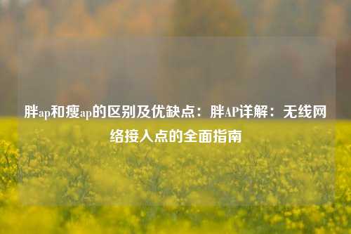 胖ap和瘦ap的区别及优缺点：胖AP详解：无线网络接入点的全面指南