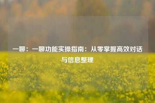 一聊：一聊功能实操指南：从零掌握高效对话与信息整理